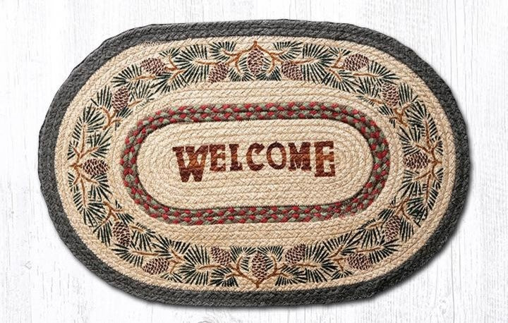 Earth Rugs OP-81 Pinecone Welcome Oval Patch 20" x 30"
