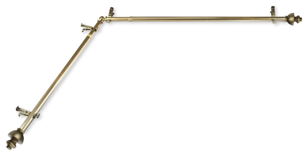 Madalena 13/16 inch Corner Window Curtain Rod, Antique Brass, 66-120"