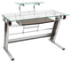 Techni Mobili Home Office Workstation with Sturdy Chrome Base, Glass