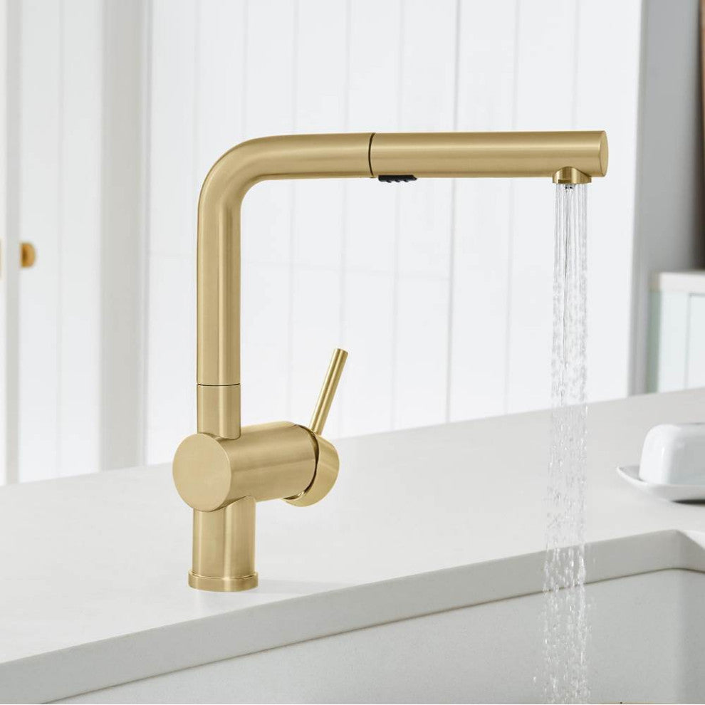 Blanco Linus Pull-Out Kitchen Faucet, Satin Gold, Modern