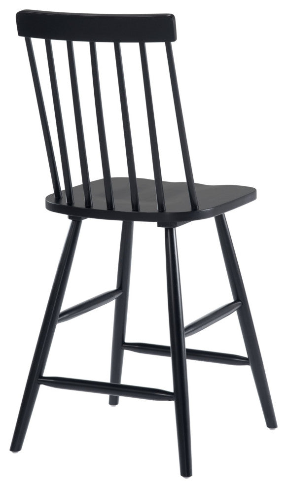 Counter Stool Chair, Wood, Black, Mid Century Bar Kitchen Pub Cafe Bistro