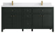 Sonoma 72 Double Sink Reeded Bath Vanity in Dark Forest Green 2" White Quartz
