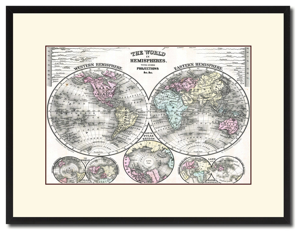World Vintage Antique Map Wall Art, 16"x21"