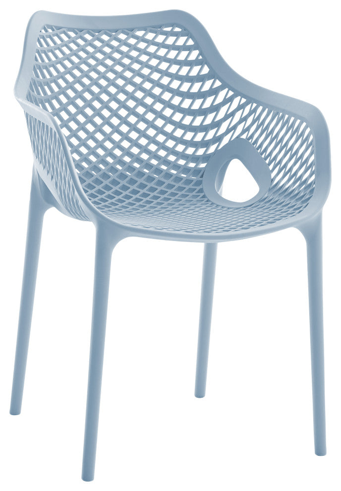 Mykonos Outdoor Patio Dining Chair (Set of 4), Sky Blue, With Arms
