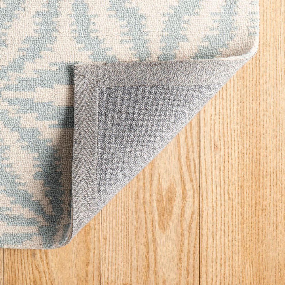 Dash & Albert Aster Sky Hand Micro Hooked Wool Rug, Blue, Runner-2'6" x 8'