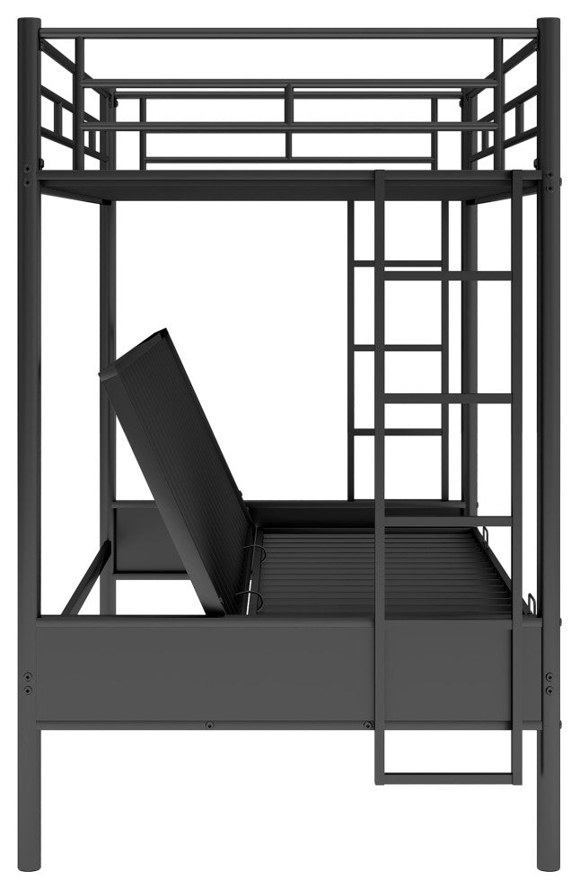 Gewnee Twin over Full Metal Bunk Bed, Multi-Function in Black