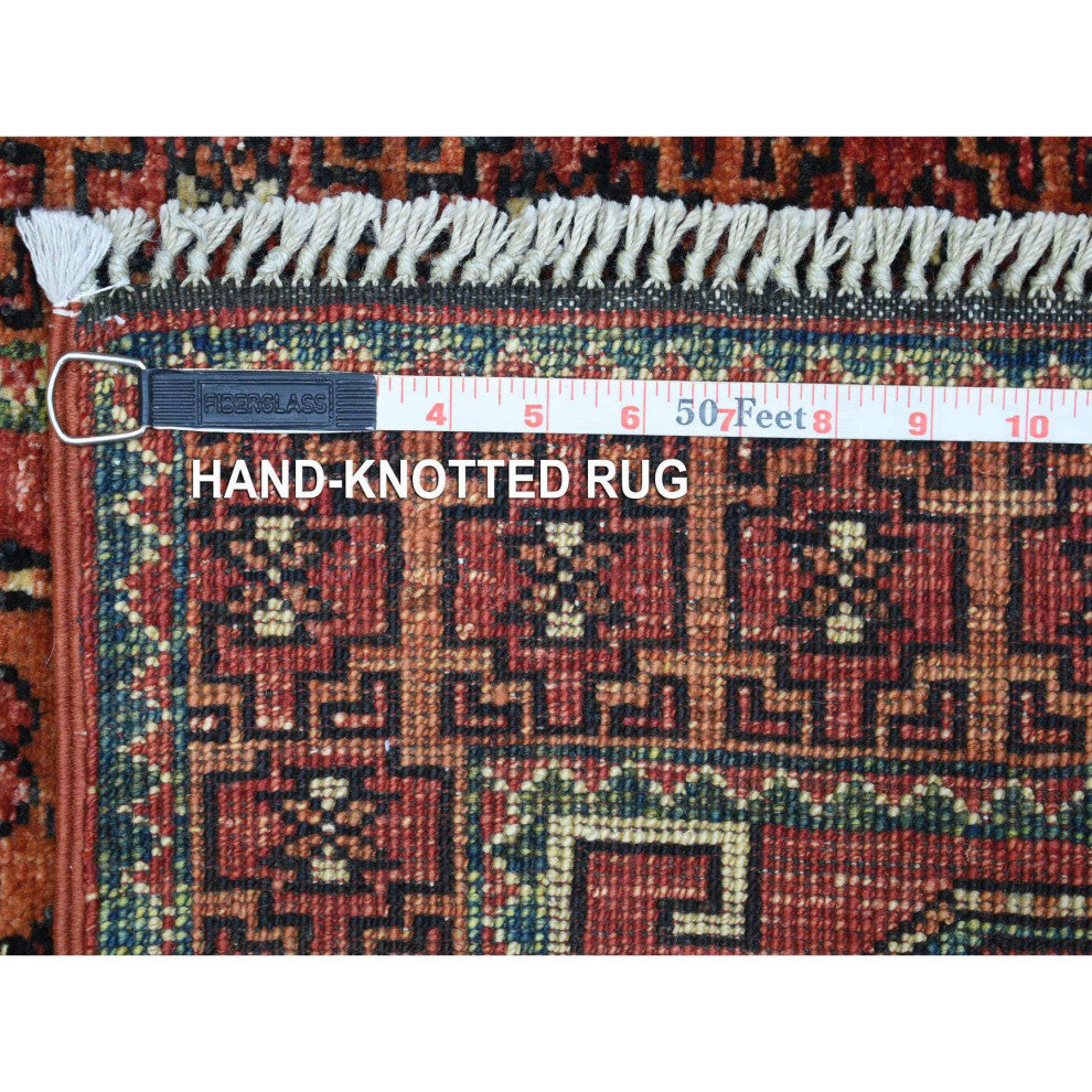 TomatoRed Afghan Ersari Elephant Feet Design 100% Wool Oriental Rug  2'0" x 3'0"