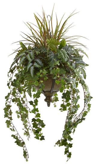 Front-facing, full view of the hanging ivy plant in a white background with no overlays or diagrams; best represents the product.