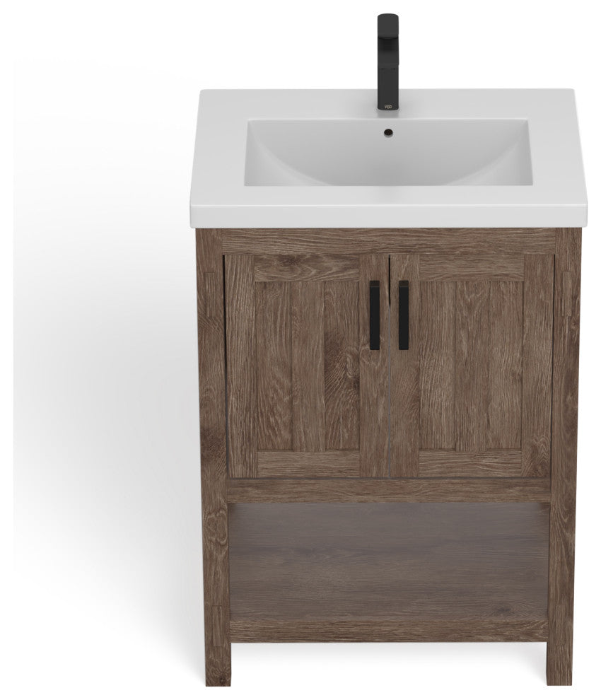 The Betsy Bathroom Vanity, Brown, 24", Single Sink, Freestanding