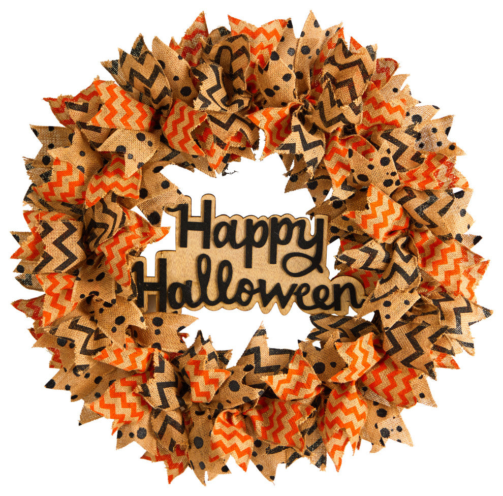 Nearly Natural W1194 30 Halloween Burlap Ribbon Wreath