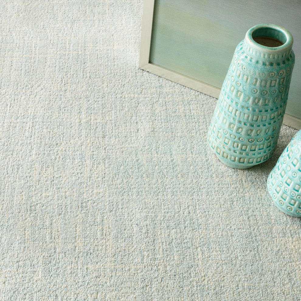 Dash & Albert Crosshatch Sky Hand Micro Hooked Wool Rug, Blue, Runner-2'6" x 8'