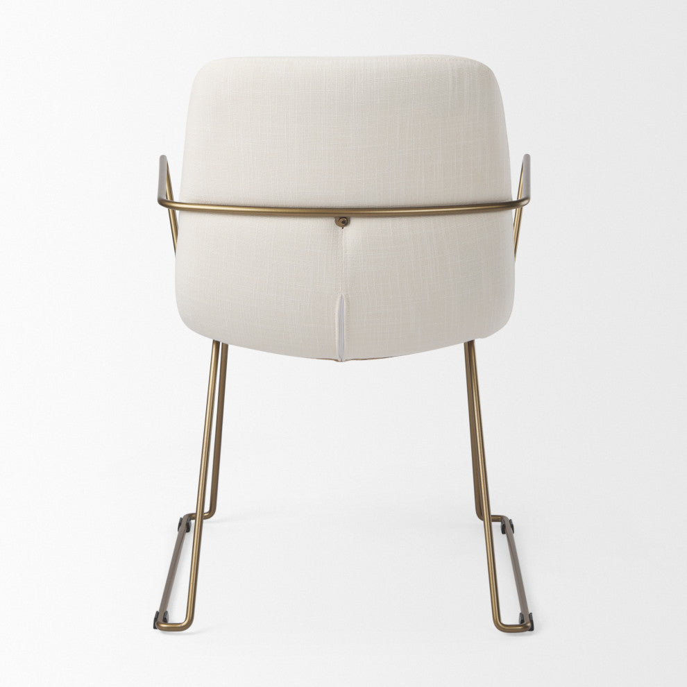 Sawyer Cream Fabric Wrap Seat With Gold Metal Frame Dining Chair