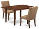 3Pc Dinette Set, 1 Butterfly Leaf Table, 2 Light Sable Chairs, Mahogany Finish