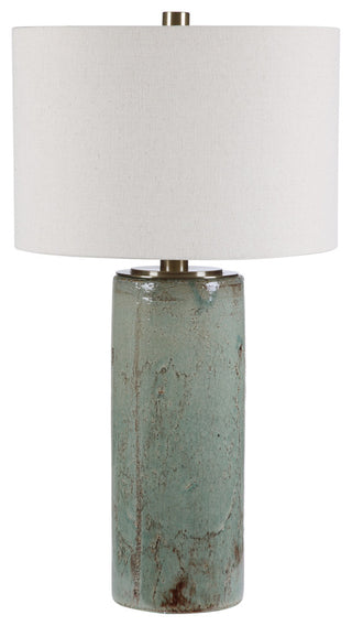 Uttermost Callais Ceramic and Metal Crackled Table Lamp in Aqua Blue