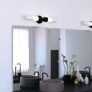 Thalia 24.75" Bath Bar Vanity Light White Glass Shade, Matte Black