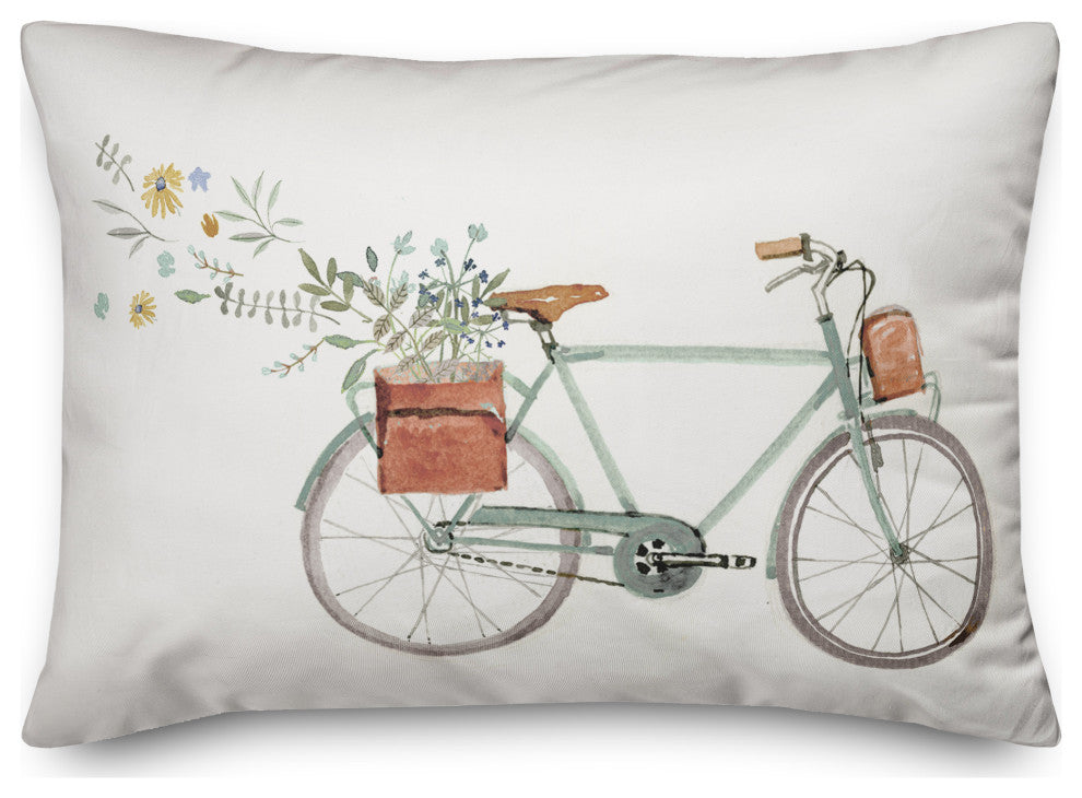 Simple Floral Bike 14x20 Spun Poly Pillow