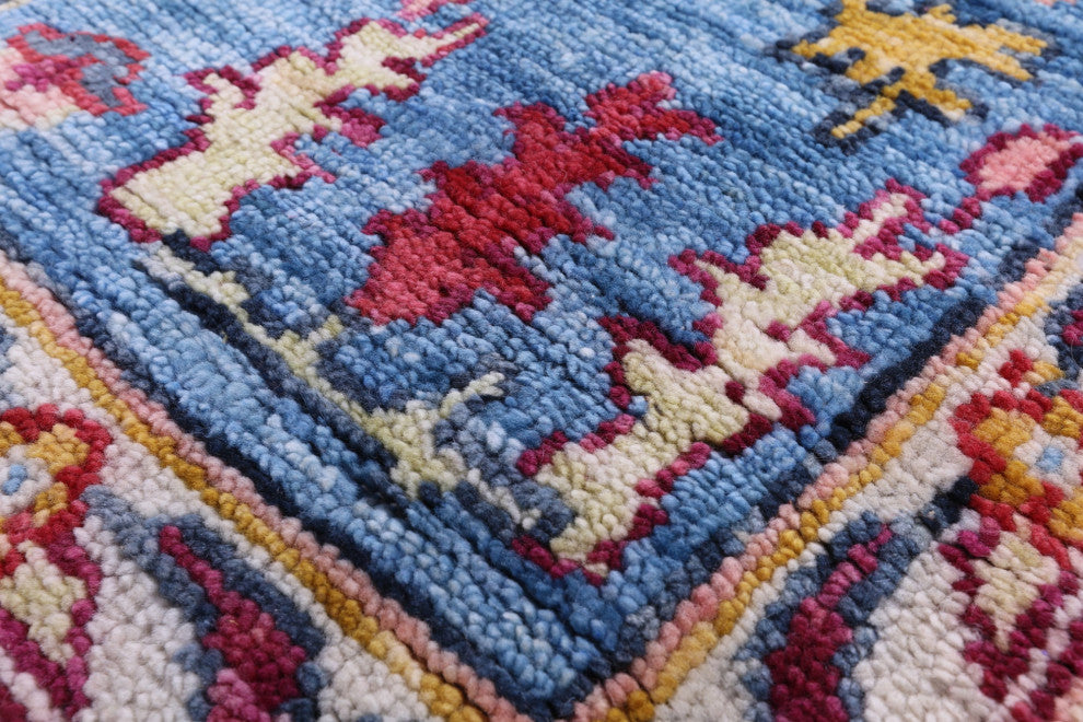 9' Square Handmade Turkish Oushak Wool Rug - Q13318