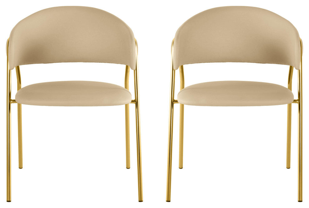 Lara Cream Vegan Leather Dining Chair, Set of 2