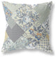 20" Gray Cream Boho Floral Indoor Outdoor Throw Pillow