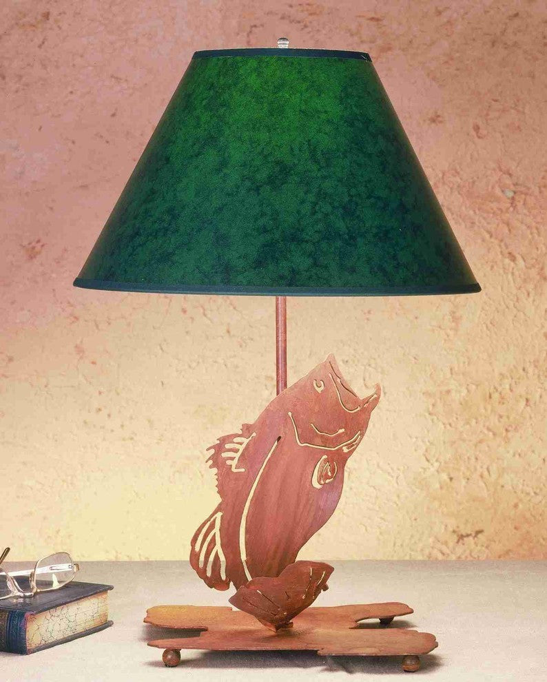 21 5"H Leaping Bass Faux Leather Shade Table Lamp