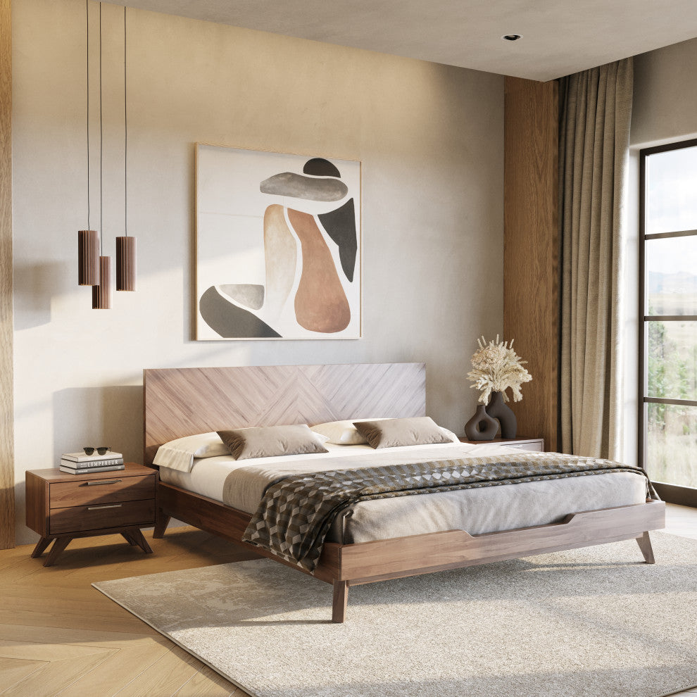 Modrest Soren Walnut Bed, Eastern King