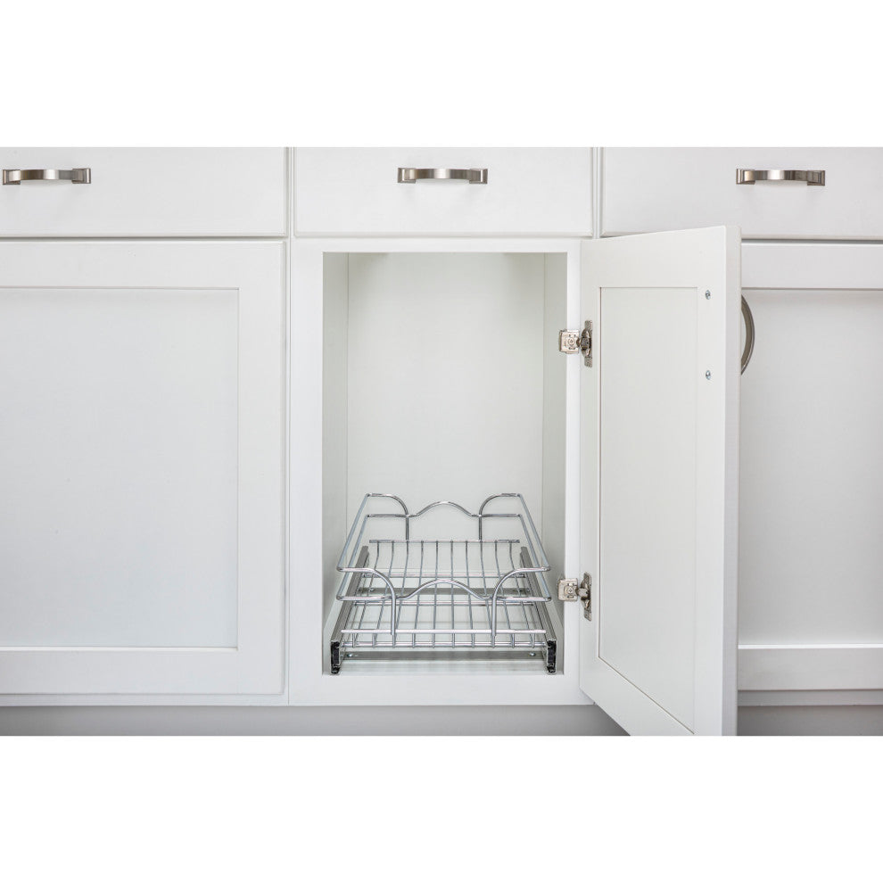 Single Tier Bottom Mount Pull Out Steel Wire Organizer, 11.75"