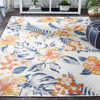 Safavieh Sunrise Collection SUN671 Indoor-Outdoor Rug, Ivory/Rust Blue, 4'x5'7"