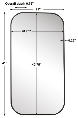 Uttermost Taft Horizontal/Vertical Mirror, Matte Black, 21"x41"