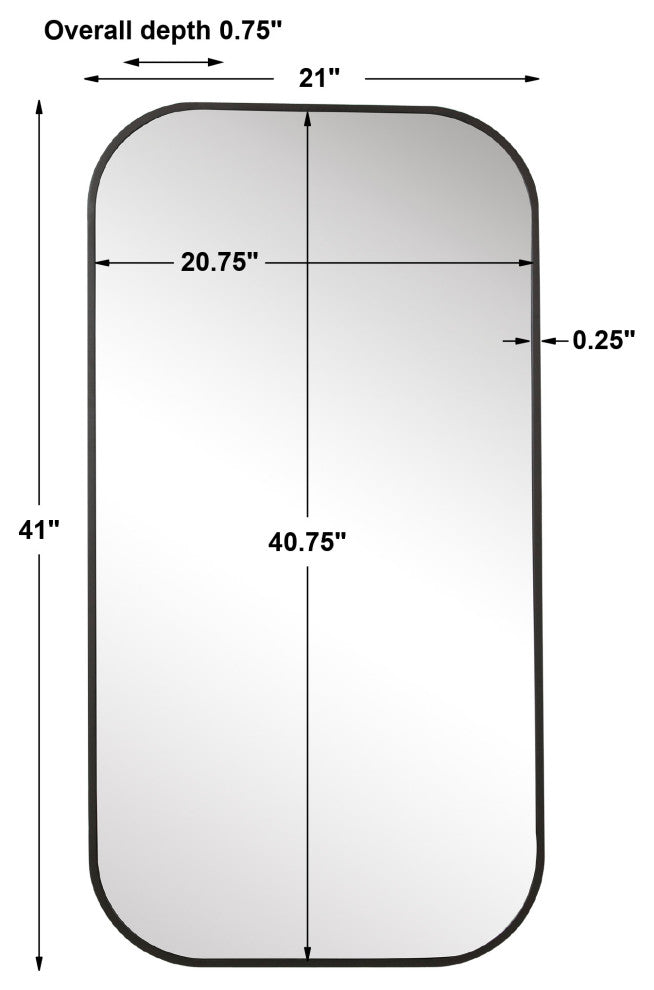 Uttermost Taft Horizontal/Vertical Mirror, Matte Black, 21"x41"