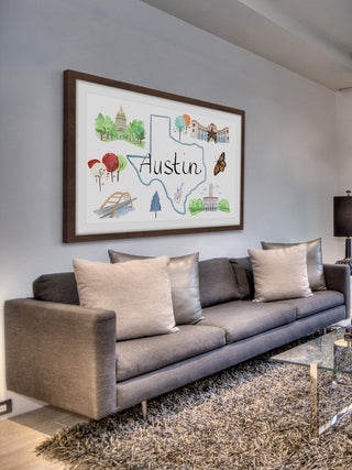 "Austin Sites" Framed Painting Print, 18x12
