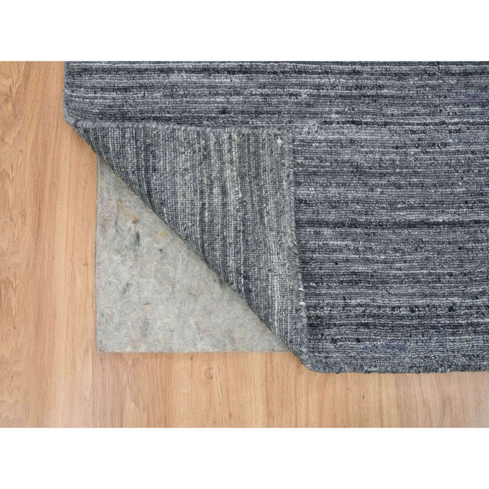 Arsenic Gray Hand Loomed Modern Striae Wool XL Runner Oriental Rug 2'6"x15'10"