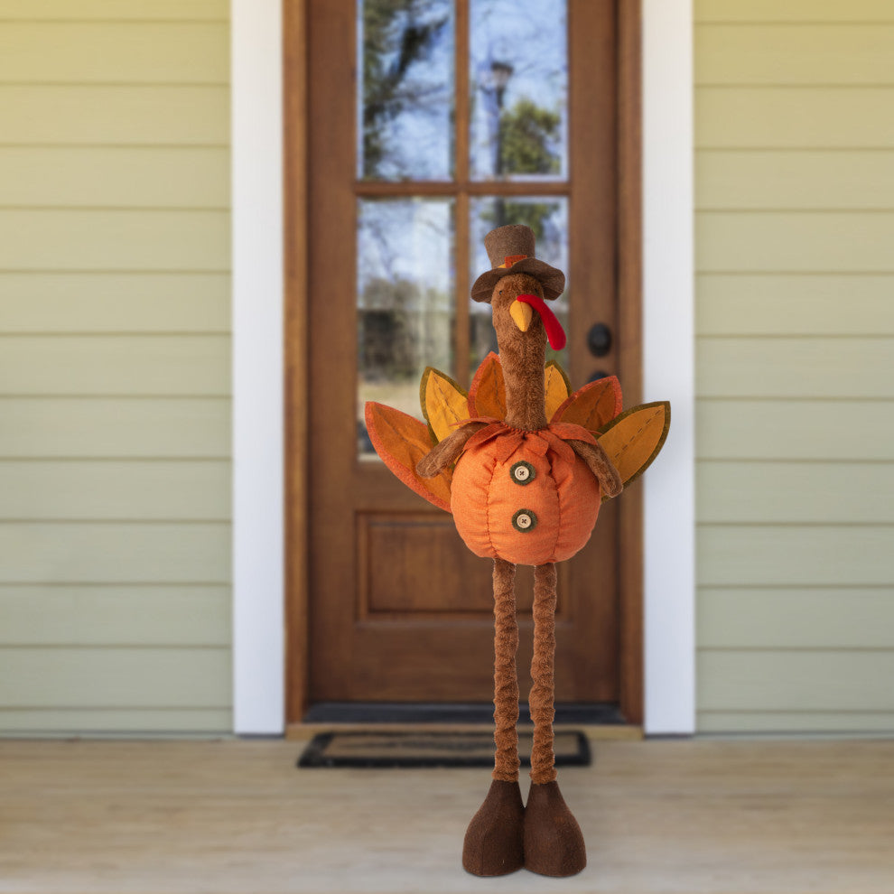 24-37" Fabric Turkey Standing Decor With Telescoping Legs