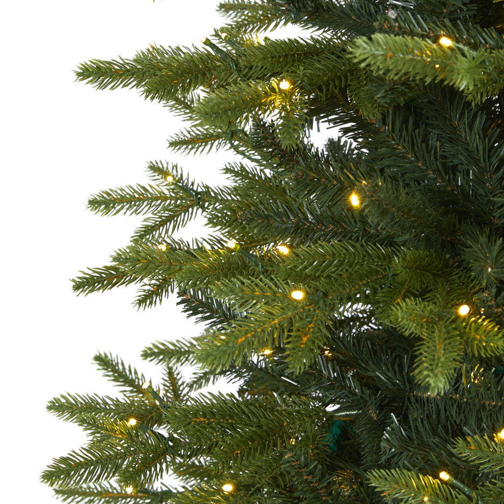8' Belgium Fir Natural Look Artificial Christmas Tree With 650 Clear LED Lights