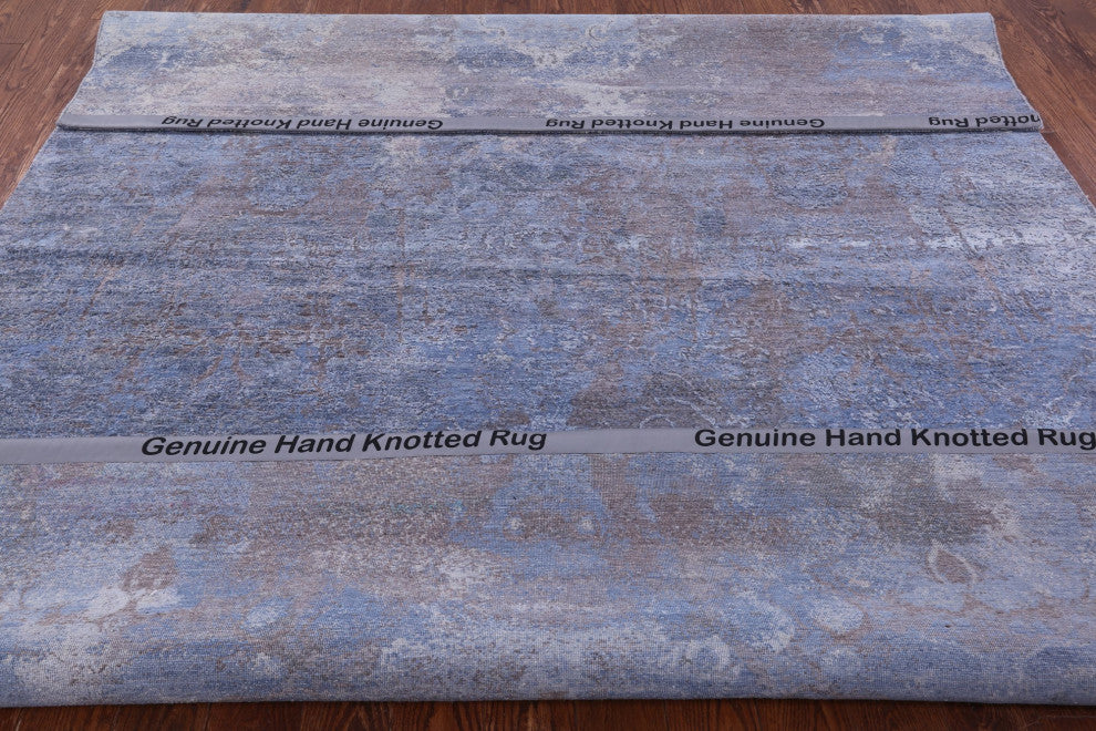 7' 11" X 10' 0" Wool and Silk Modern Handmade Rug Q9045