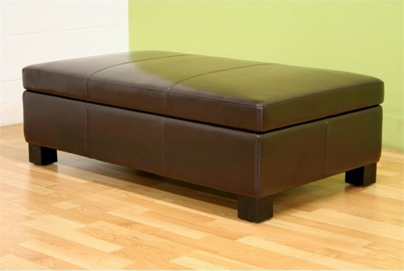 Bowery Hill Leather Storage Ottoman in Brown