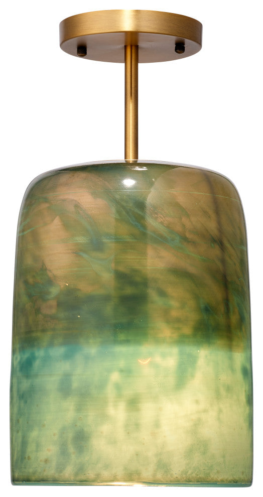 Vapor Glass Semi-Flush Mount, Aqua