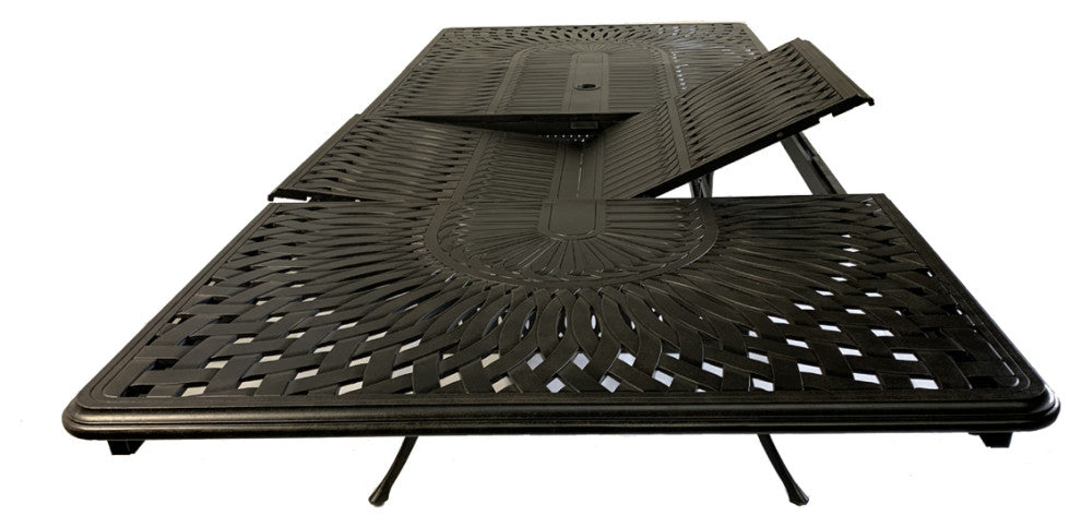 Palm Tree cast aluminum furniture 15-piece outdoor dining set extendable table