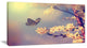 Vintage Butterfly with Flowers, Large Floral Canvas Art Print, 32"x16"