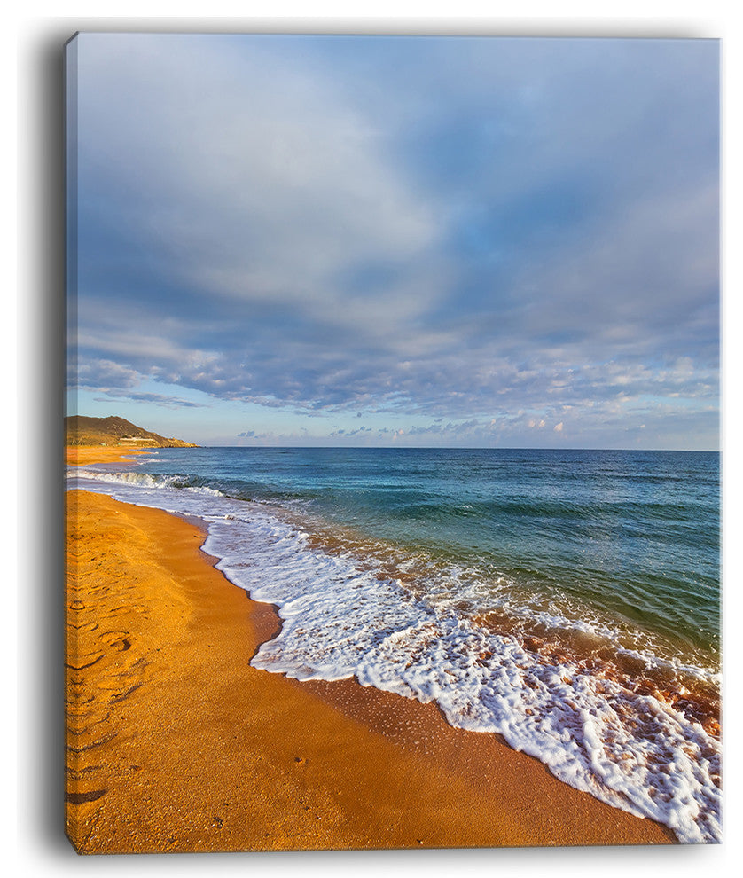 "Dark Beach Under Cloudy Skies" Modern Beach Canvas Art Print, 30"x40"
