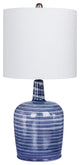 27" Bedrock Striped Jug Glass Table Lamp, Gray & White Striped