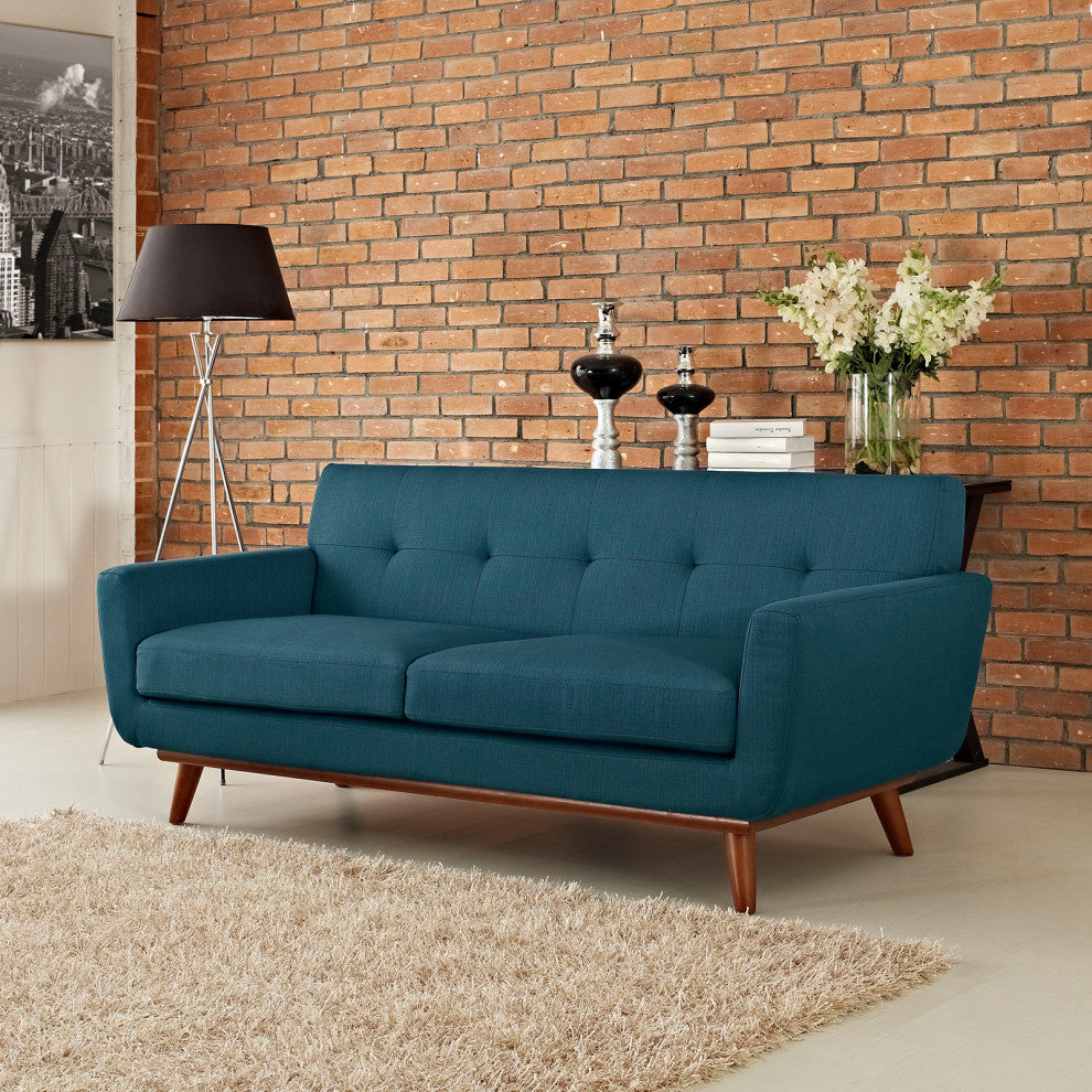 Engage Upholstered Fabric Loveseat, Azure