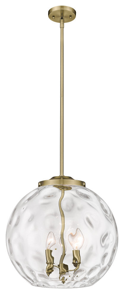 Athens Water Glass Pendant, Antique Brass, Clear Water Glass, Clear Water Glass