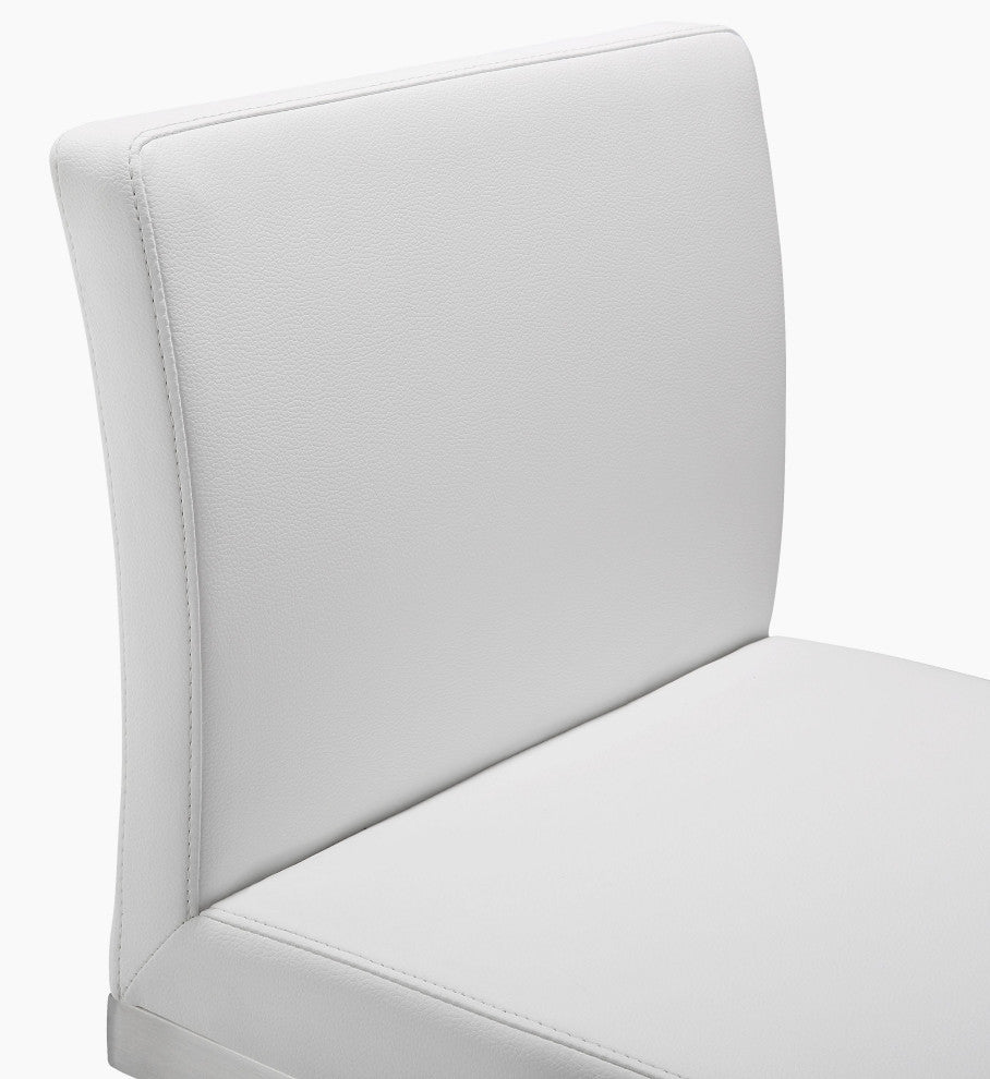 Parma Stainless Steel Counter Stool, Set of 2, White/Silver