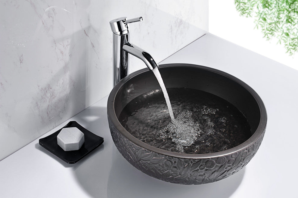 ANZZI Tara Series Ceramic Bathroom Vessel Sink with Pop-Up Drain