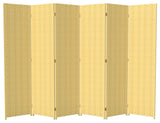 6' Tall Woven Fiber Room Divider, 6 Panel, Dark Beige