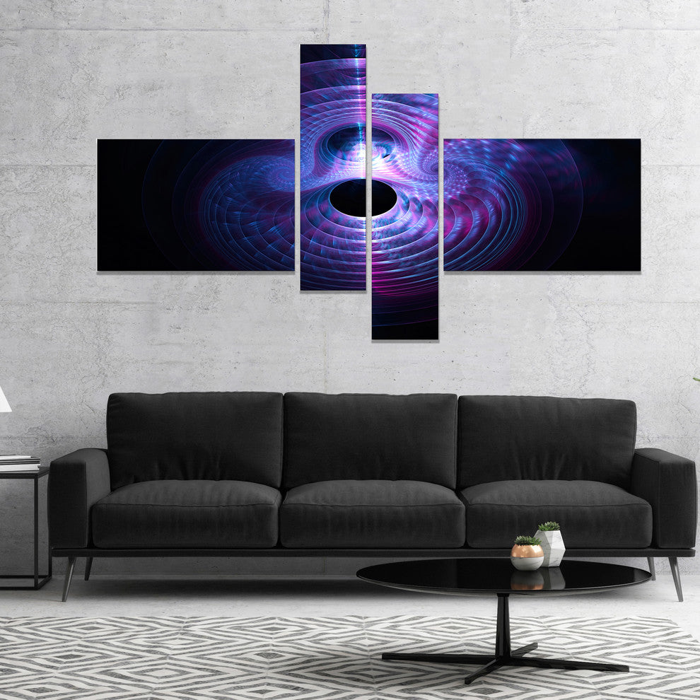 Bright Blue Magical Lights, Abstract Art on Canvas, 60"x32", 4 panels