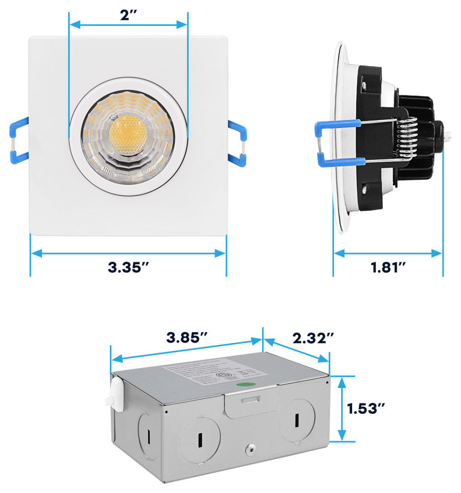 Luxrite 3" Recessed LED Light 8W 5 CCT 600LM Dimmable Damp Rated 4 Pack
