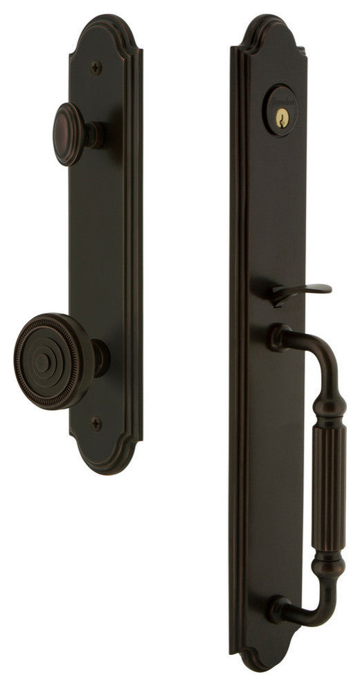 Arc 1-Piece Dummy Handleset, F Grip and Soleil Knob, Timeless Bronze, 848736