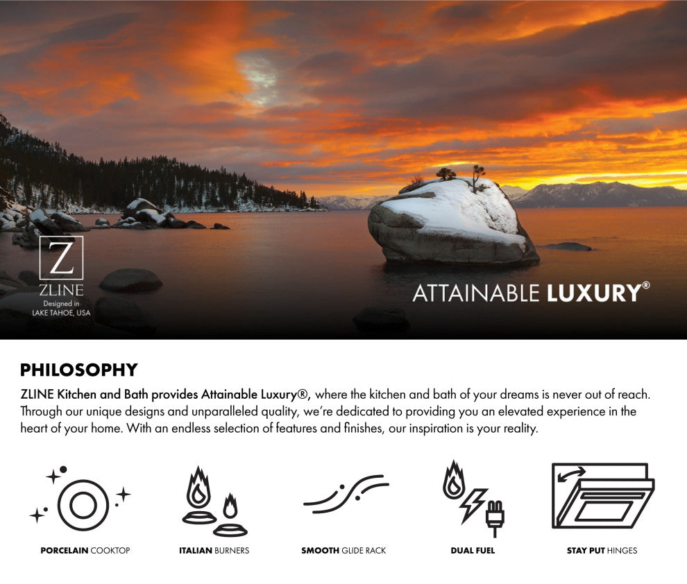ZLINE 30" Range Gas Stove and Electric Oven, DuraSnow and White Matte Door