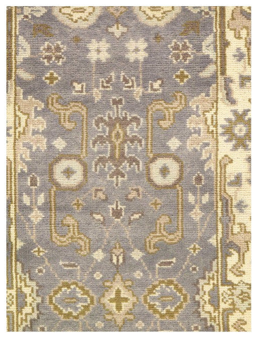 Gray Fine Hand Knotted Oushak Runner 2'8'' X 10'